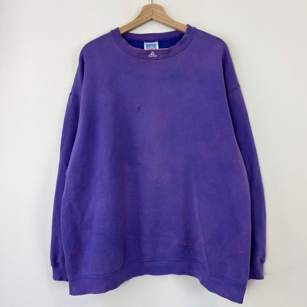Vintage 90's Adidas Center Logo Indigo Purple Crewneck Sweatshirt - XL